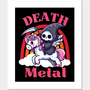 Death Metal - Cute Evil Reaper And Unicorn Posters and Art